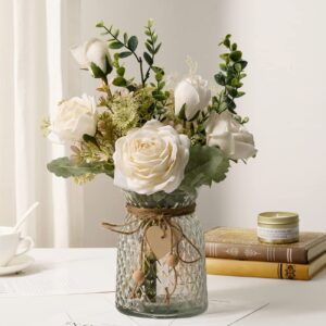 Artificial Flowers in Vase, Faux Flower Arrangement for Indoor Outdoor