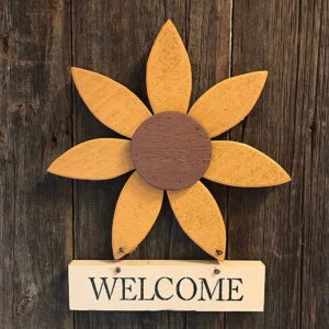 Wood Flower with Welcome Sign Lawn Decor